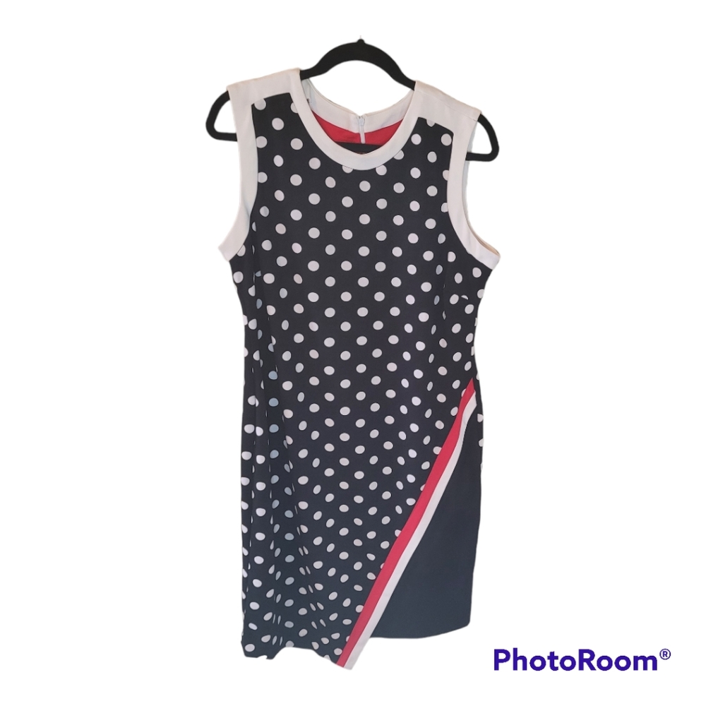 Shelby and Palmer black, whitte,and red polka dot and striped dress. Siz…